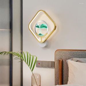 Vägglampa Moderna LED -lampor med 3D -rörlig sandkonst timglas levande studierum sovrummet säng korridor gång