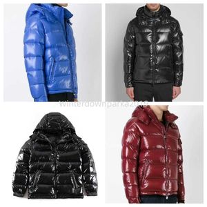 Designer Mens Shiny Purffer Jackets Parkas Black Coats Hooded Quality Casual Doudoune Homme Feather Outwear Double Zipper Padded Jacket Downfilled BadGen1o1