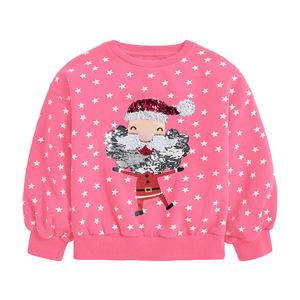 Hoodies Moletons Jumping Metros Chegada Papai Noel Beading Crianças Meninas Moletons Vendendo Algodão Estrela Criança Crianças Blusa Tops 230904