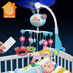 Rattles Mobiles Baby Crib Mobile Rattle Toy For 012 Months Infant Rotating Musical Projector Night Light Bed Bell Educational born Gift 230901