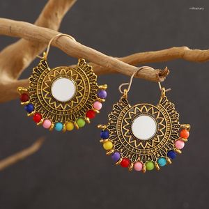 Dingle örhängen geometrisk guldfärg legering retro bollywood kundan jhumka droppe för kvinnor boho etniska zigenare pärlor