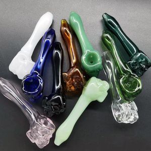 Pyrex Glass Oil Burner Pipes Thick skull Smoking Hand spoon Pipe 3.8 inch Tobacco Dry Herb Burner