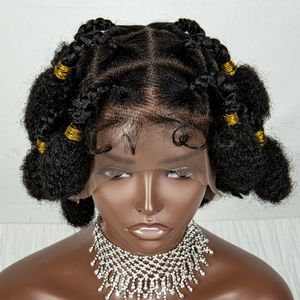 Perucas de renda Estilo Sintético Full Lace Curto Trançado Peruca Knotless Box Trançado Perucas para Mulheres Negras Handmade Cornrow Trançado Peruca com Bola 230901