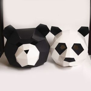 Maschere per feste Cosplay Maschera di Halloween Forniture Panda Bear Costume Testa Cappuccio 3D Modello di carta Cartone animato fai da te Fatto a mano Giocattoli per il viso 230901