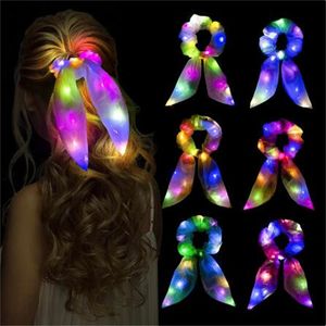 LED -lysande hårband Scrunchies Women Girls New Headwear Hair Reple Simple Wrist Band Rings gummiband Hårtillbehör GC2271