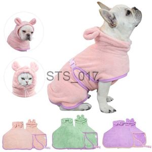 Dog Apparel Dog Bathrobe Pet Drying Coat Clothes Hooded Microfiber Absorbent Beach Towel for Large Medium Small Dogs Cats Pet Accessories x0904