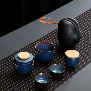Teetassen Personalisieren Sie das chinesische Kung-Fu-Teeset aus Keramik, tragbares Teekannen-Set, Reise-Gaiwan der Zeremonie, Teetasse, feiner Handtopf 230901