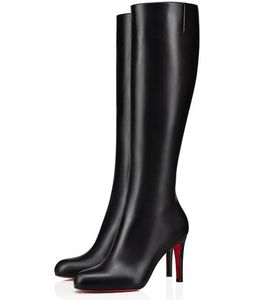 Winter Damen Stiefeletten Schuhe Sexy High-Heels Hohe Stiefel Leder Spitz Runder Kopf Designer Rindsleder Nackte Stiefel Braut Hochzeit Party Sexy Schuhe EU35-43