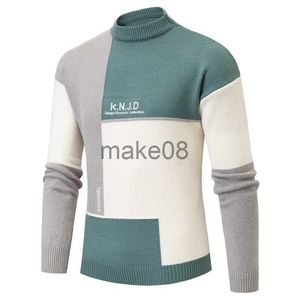 Suéteres masculinos 2022 outono inverno marca quente suéteres masculinos casuais slim pullovers moda masculina suéter de emenda de alta qualidade malhas pull homme j230904