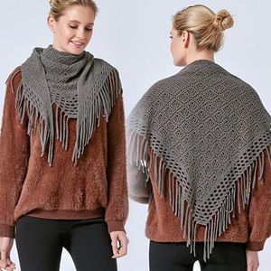 Schals Mode Einfarbig Klimaanlage Warme Wolle Gestrickte Schal Frauen Winter Kalt Kaschmir Fransen Blume Hohl Dreieck Schal T78 230904