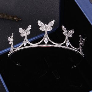 Shinning Princess Silver Butterfly Crystals Bridal Tiaras Crowns Brudhuvudstycken Brudtillbehör Bröllop Tiaras kronor T30254260W