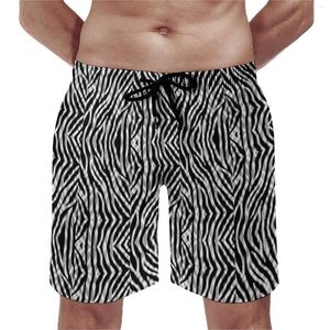 Erkek şort kabile zebra şerit tahtası yaz hayvan baskısı moda plaj erkekler spor hızlı kuru grafik gövdeleri