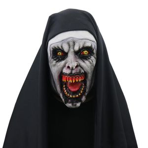 Маски для вечеринок на Хэллоуин, мертвая голова, висит призрак, череп, ужас, нарядное платье, монахиня, латексный манекен, ужас, женский головной убор для лица, косплей 230901