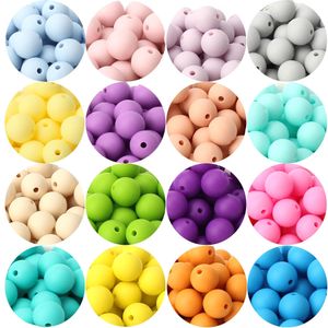 Teethers Toys 10pcs 15mm Silicone Beads Food Grade DIY Pacifier Chain Necklace Chewable Nursing Teether Accessory Baby Teething Bead 230901