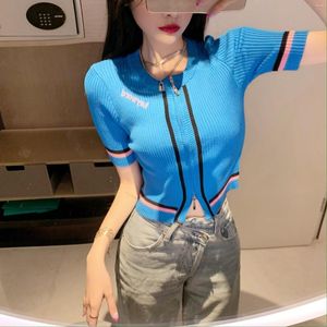 Kvinnors tröjor Real S 2023 Summer Korean Edition Retro Thin Short Sleeve T-shirt Kontrast Slim Navel Top