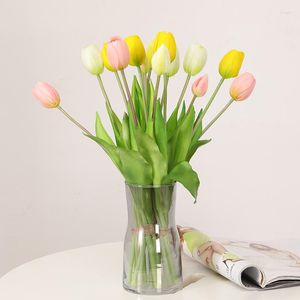 Decorative Flowers Mini Latex PU Tulip Flower Home Wedding Decor Simulation Moisturizing Real Touch Fake Plant Pography Props Supplies