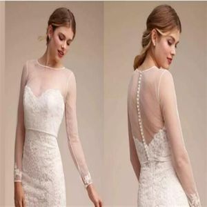 Mantelle da sposa trasparenti Scialle semplice per abiti da sposa a cuore Eleganti giacche in pizzo da sposa a maniche lunghe Accessori da sposa bianchi 241S