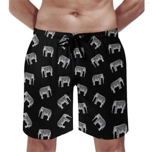 Men's Shorts Board Retro Elephant Cute Hawaii Beach Trunks Fun Animal Print Quick Drying Sports Fitness Oversize Short Pants