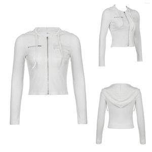 Felpe con cappuccio da donna Felpa con cappuccio con zip corta da donna Abbigliamento autunnale lunga attillata per donna Felpa leggera