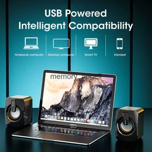 Alto-falantes portáteis Computador Alto-falante pequeno Desktop Mini USB Alto-falante pequeno Notebook Desktop Casa Sala de estar Surround Pequeno Subwoofer Alto-falante com fio HKD230905