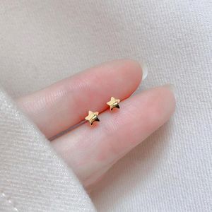 Brincos de parafuso prisioneiro bonito pequeno redondo quadrado triângulo coração estrela simples cor ouro geométrica jóias feminino flor borboleta brincos