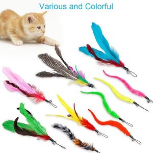 Pet Cat Toy Set Colorful Feather Fishing Rod Caterpillar Bell Bytesbar huvud teaser kattpinne