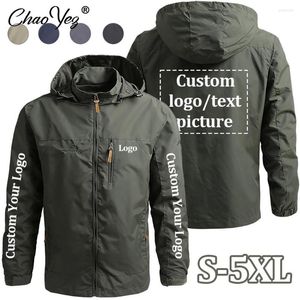 Giacche da uomo Logo personalizzato Giacca a vento da uomo Capispalla da campo militare Cappotto da pilota impermeabile tattico con cappuccio Abbigliamento da caccia militare