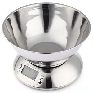 5kg 1g Stainless Steel Kitchen Food Scale LCD Digital Electronic Kitchen Weight Scales with Bowl Alarm Timer Temperature Sensor Y2303r