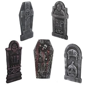 Oggetti decorativi Figurine Lapide di Halloween Lapidi Lapidi Yardstakes Rip Sign Casa stregata Decorazioni per il cimitero Statue horror All'aperto Spettrale 230901