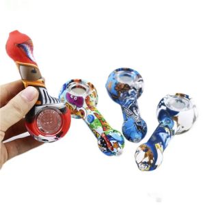 Mini pipe ad acqua Glasslyfe - Bong da fumo in silicone colorato con motivi, 4.23 Dab Rig 12 LL