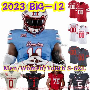 Yeni Big-12 Özel XS-6XL Futbol NCAA Houston Cougars Jersey 52 Almarion Crim Nathaniel Dell Jr. Holman Edwards Clayton Tune Willie Smith Wilson Whitley Wear Forma