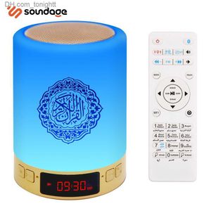 Alto-falantes portáteis islâmico sem fio portátil Quran Speaker LED Night Light Koran Lamp com relógio AZAN Mp3 Player presente muçulmano Veilleuse Coranique Q230904