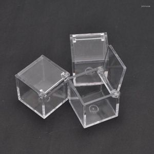 Present Wrap Wedding Favor PS Miljö Flip Transparent Plastic Square Packing Box Candy Boxes 2 Storlekar för U Pick