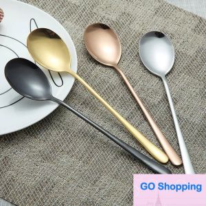 Neue Hashi Schwarz 18/10 Edelstahl Koreanische Essstäbchen Löffel Set Geschirr Dessert Löffel Langen Griff Chinesische Essstäbchen Sets Top Mode