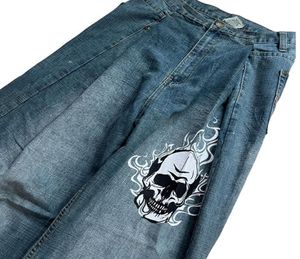 Jeans da uomo High street retro stampa teschio jeans dritti a vita alta da uomo y2k Harajuku punk spazzatura moda allentata hip hop pantaloni casual ins 230904