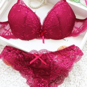 Reggiseno in pizzo ricamato in raso Set donna Reggiseno solido sexy in pizzo Biancheria intima sexy carina con mutandine Set 2 pezzi Mutande corsetto Donna187Q