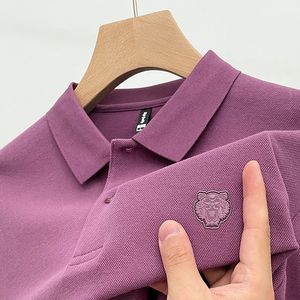 Polos wysokiej jakości Polos Autumn Business Casual Fashion Tiger Head Offset Projekt drukowania Longsleeved Lapel Polo Shirt Top M4XL 230901
