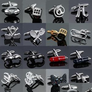 Cuff Link And Tie Clip Sets 18 Style Mix Sale Cufflinks Simple Stainless Steel Christmas Beard Dice Racket Pen Links For Mans Weddin Ote54