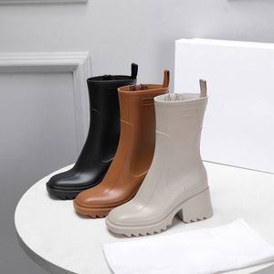 Varumärkesdesigner Betty Boots Women Rubber Ankle Boots Kort stövlar Martin Boots Calfskin Leather and Canvas Territory Winter Boot Storlek 35-40