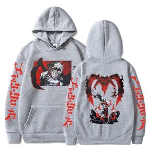 Hoodies Novo Anime Black Clover Hoodie Engraçado Manga Asta Impressão Gráfica Moletons Masculino Harajuku Vintage Casual Oversized Pulôver Unissex LST230902