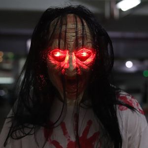 Party Masks Halloween Mask Luminous Eye Terror Scary Cosplay Costume Adults Zombie Headgear Ghost Funny Horror Toy 230901