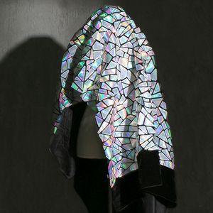 Tessuto Symphony gradiente specchio tessuto in pelle motivo geometrico artificiale Pu abbigliamento giacca sfondo tessuto di design venduto tagliato a misura 230904