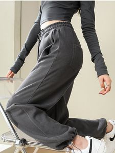 Women s Pants s Gray Jogging Sweatpants for Women High Waisted Straight Baggy Sports Causal Streetwear Trousers Pantalona 230901