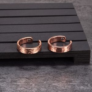 Bröllopsringar Pure Copper Rings Magnetic Health Energy Finger Open Manschett Justerbar ring för kvinnor Män Bröllop Band 6mm Minimalistiska smycken 230901