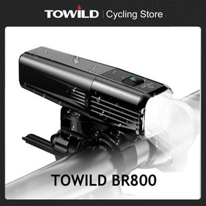 Luzes de bicicleta TOWILD BR800 Luz de bicicleta com luz traseira USB recarregável LED MTB lâmpada frontal farol lanterna de alumínio luz de bicicleta 230904