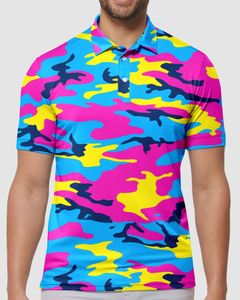 Polos masculinos neon camo polo tshirts arte impressão tendência camisa verão manga curta roupas personalizadas 230901