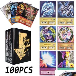 100Pcs Yu-Gi-Oh Style Cards Blue Eyes Dark Magician Exodia Obelisk Slifer Ra Yuh Dm Classic Proxy Diy Card Kids Gift X0925 Drop Delive Dhvhf