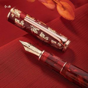 Fountain Pens Lt Hongdian N8 Red Maple Pen Season Limited Women Boys High-Grade Light Color Acrylic Resin Fountain Pen for Gift HKD230904