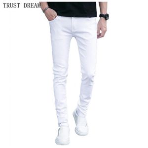 Mode Mann Casual Stretch Dünne Weiße Jeans Männer Slim Persönliche Fit Saison Denim Hosen Männliche Straße Tragen Frühling Summer250U