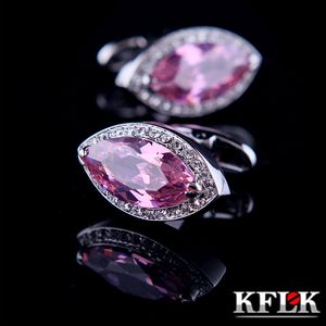 Abotoaduras KFLK Jóias Camisa Francesa Abotoaduras para Mens Marca Rosa Cristal Cuff Link Luxo Botão de Casamento Presente de Alta Qualidade Convidados 230904